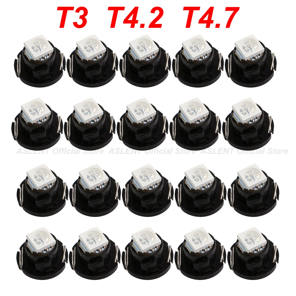

10pcs Canbus T3 LED T4.2 T4.7 Led Bulb Car Interior Lights Indicator Wedge Dashboard Warming Auto Instrument Lamp DC 12V