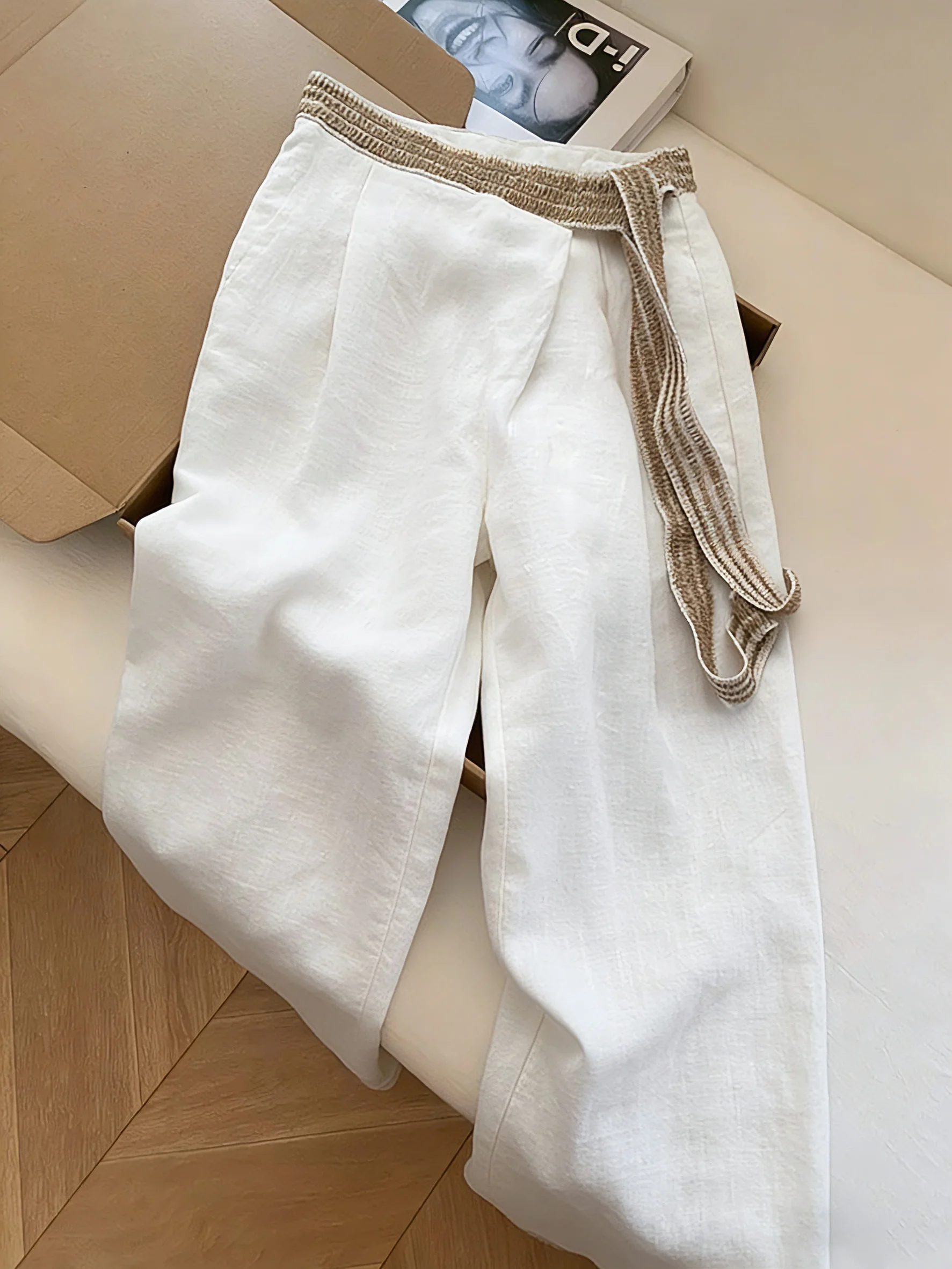 

Повседневные брюки прямого кроя для похудения, унисекс, летние, свободные, универсальные, струящиеся, с асимметричным дизайном, на резинке