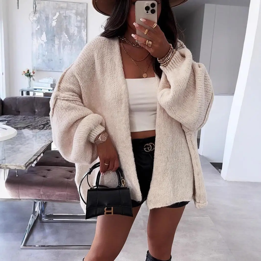 

Полосатый вязаный свитер средней длины, кардиган Jaet Long Sve, женская модная рубашка из полиэфирного волокна, зимний сезон, открытая рубашка