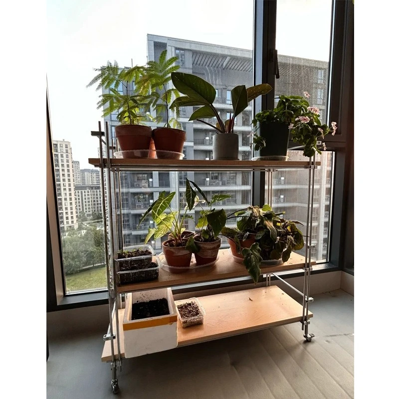 

Optical axis shelf succulent ultra-narrow flower stand multi-layer indoor balcony windowsill living room solid wood corner