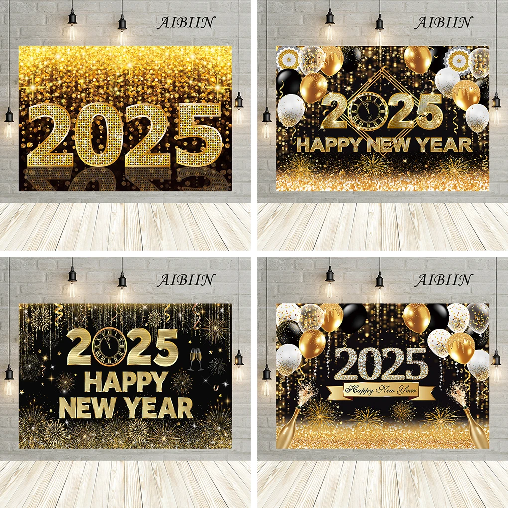 

AIBIIN Happy New Year Backdrop Christmas Photography Decoration Background Celebrate Party Family Poster Photo Studio