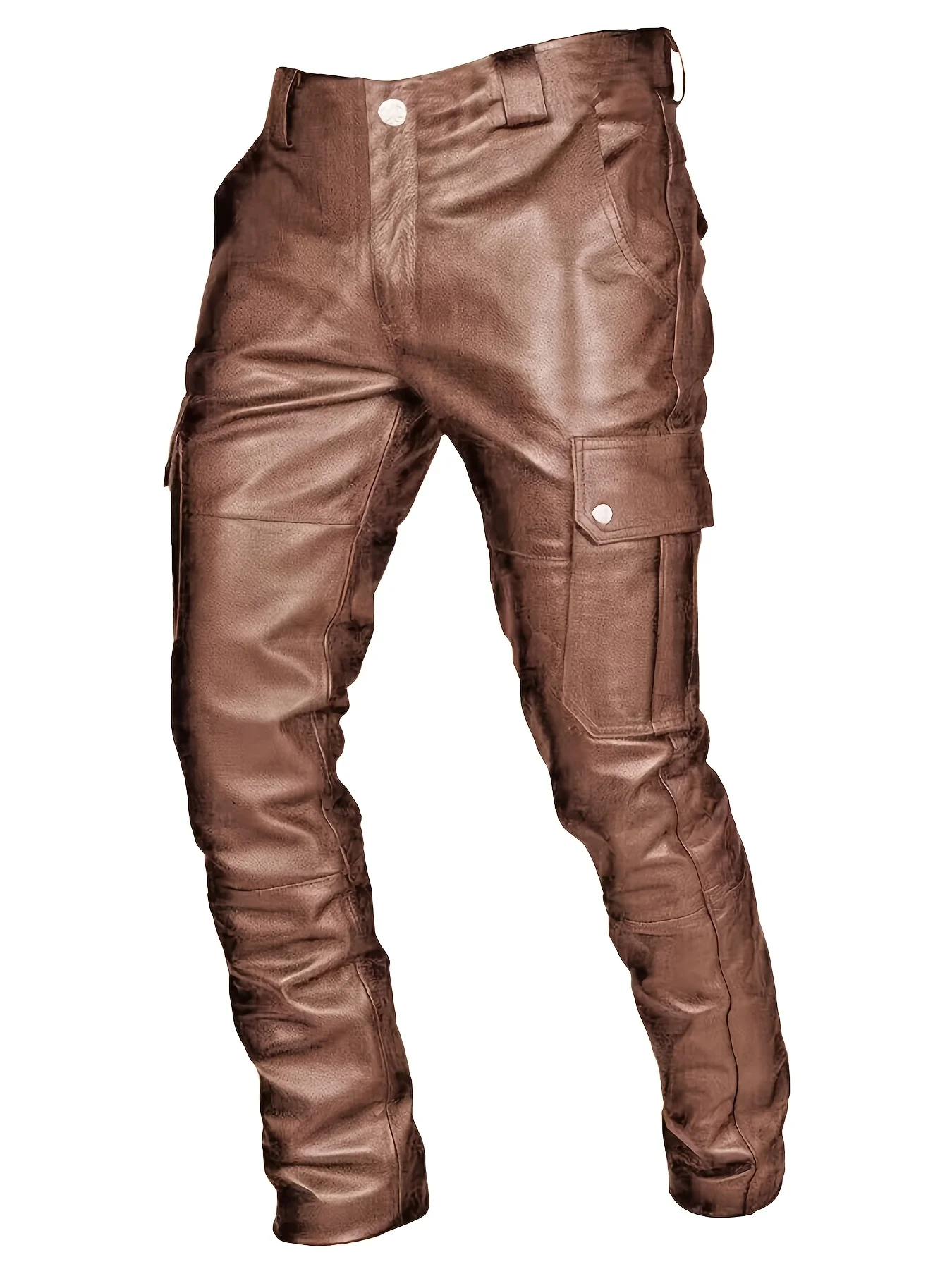 Übergrößen-Herren-Arbeitshose aus PU-Leder, Weich im Griff, Multi-Taschen, Lässige Business-Kleidung, Leicht und Warm für Outdoor-Aktivitäten, Herbst- und Winterstil – Detail 2