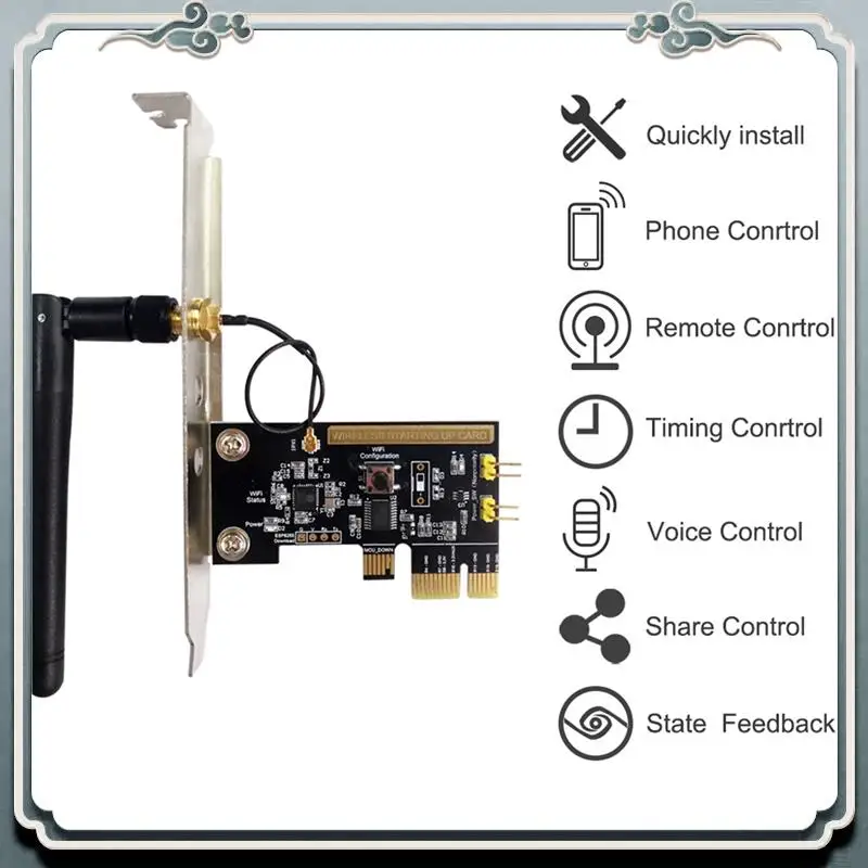 Premium 2X Wifi Wireless Smart Switch Relay Module Mini PCI-E Desktop Switch Card Restart Switch Turn On/OFF PC Remote Control