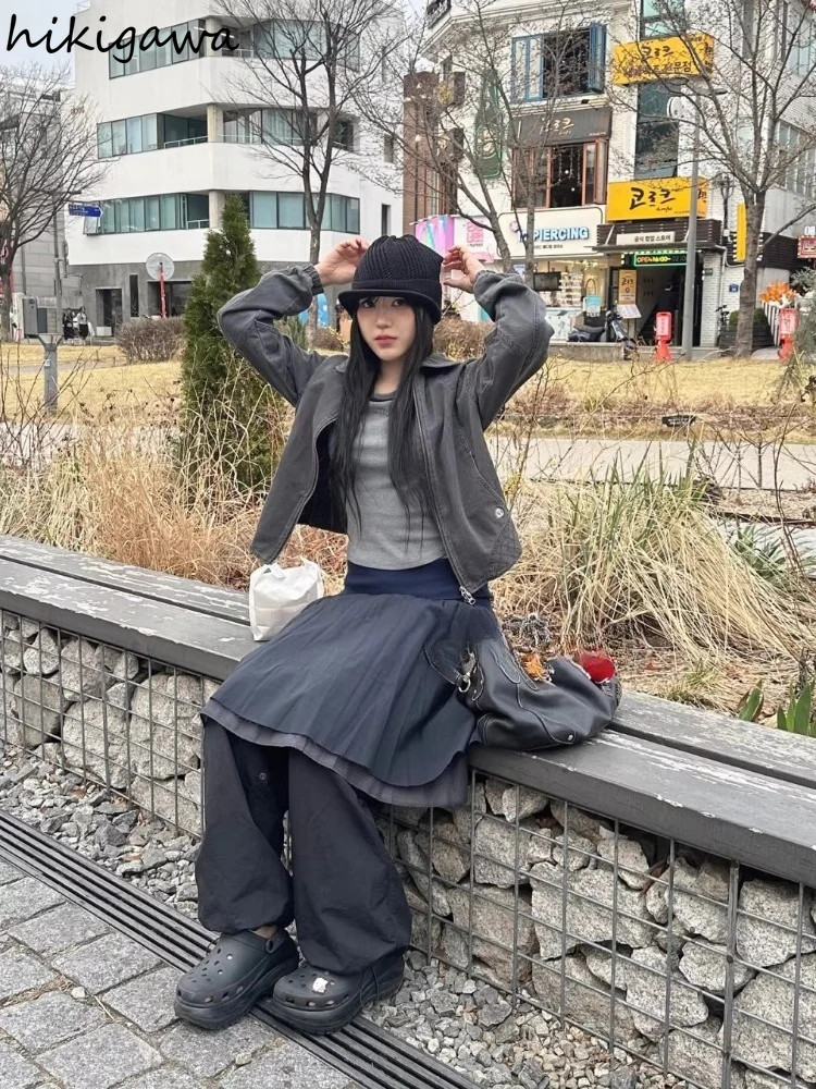 تنورة نسائية كلاسيكية مرقعة من Jupe اليابانية 2025 Faldas Mujer De Moda عالية الخصر فضفاضة Saia بلون سادة تنانير صيفية حلوة #3