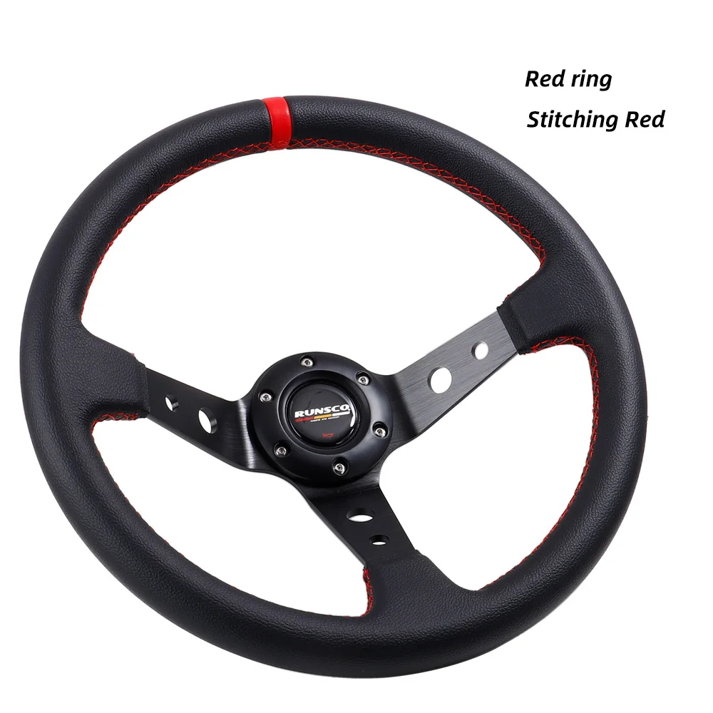 350mm Car Tuning Steering Wheel Genuine Leather Drift Racing Game Steering Wheel Universal