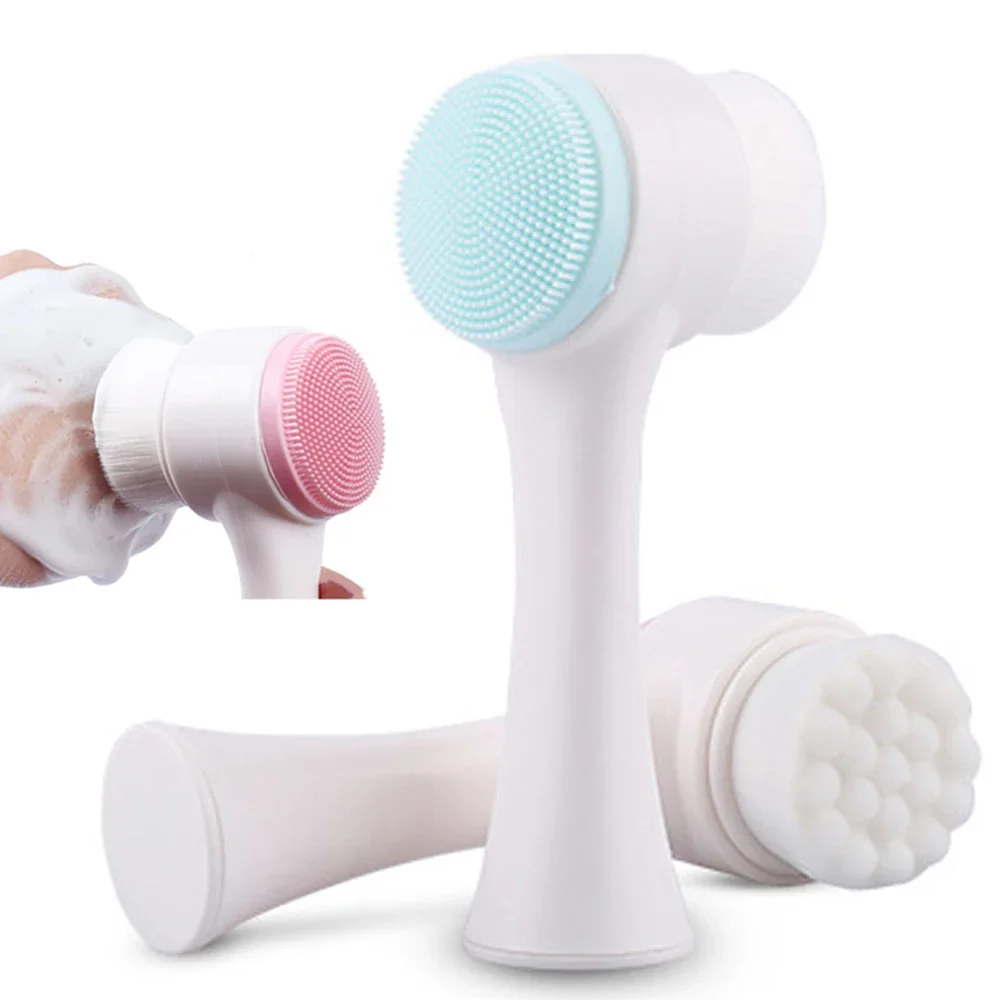 Gezichtsborstel Handmatige gezichtsreiniging Huidverzorging Siliconen gezichtsscrubber Dubbele gezichtswasborstel Diepe poriën Peeling Make-up Massage