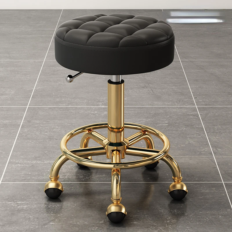 Vintage Fashion Swivel Stool Barber Shop Bench Golden Hairdressing Chair Massage Clinic Office Home Seat Cadeira Salon Furniture