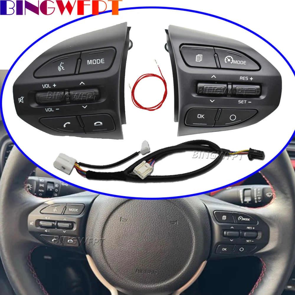 

Left+Right+Wire High Quality Car Steering Wheel Buttons For KIA Rio K2 2017 2018 2019 Volume Telephone Cruise Control Switch