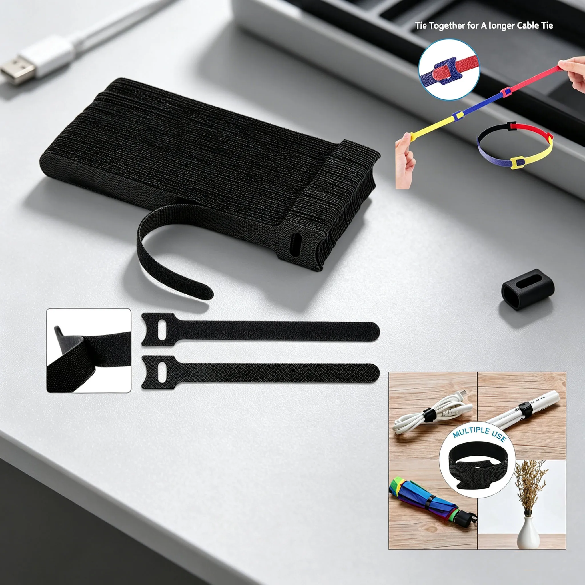 10-100pcs Releasable Cable Organizer Ties Mouse Earphones Wire Management Nylon Cable Ties Reusable Loop Hoop Tape Straps Tie