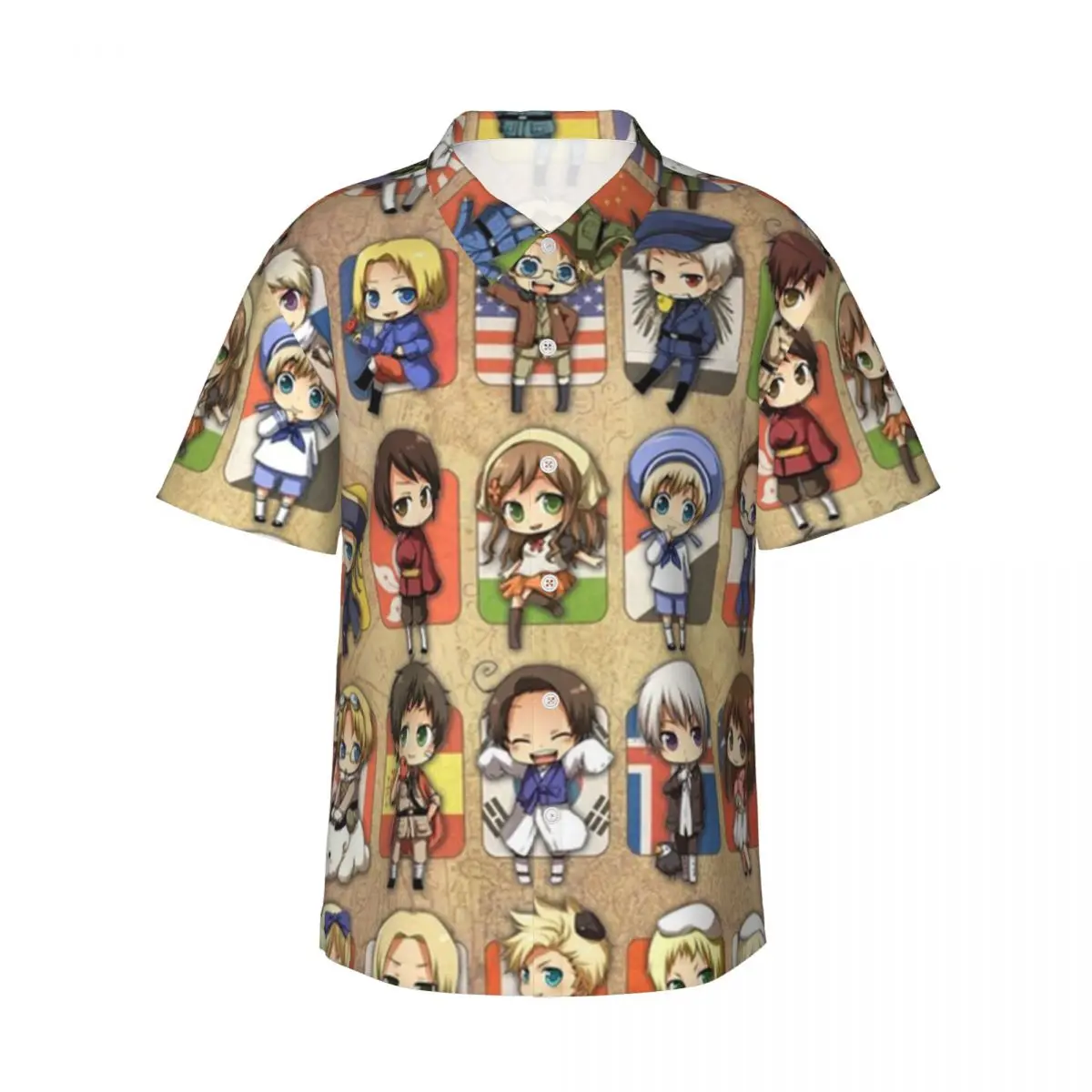 

Мужские рубашки Hetalia Group, гавайская рубашка с коротким рукавом, забавные топы на пуговицах для летнего пляжа