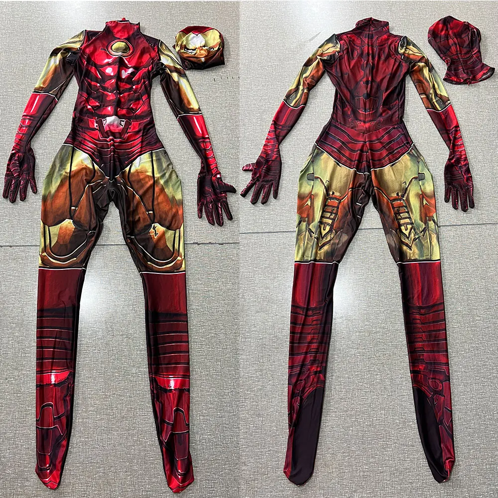 Adults Iron Man Costume Cosplay Superhero Costume Skin Zentai Bodysuit Halloween Party Suit