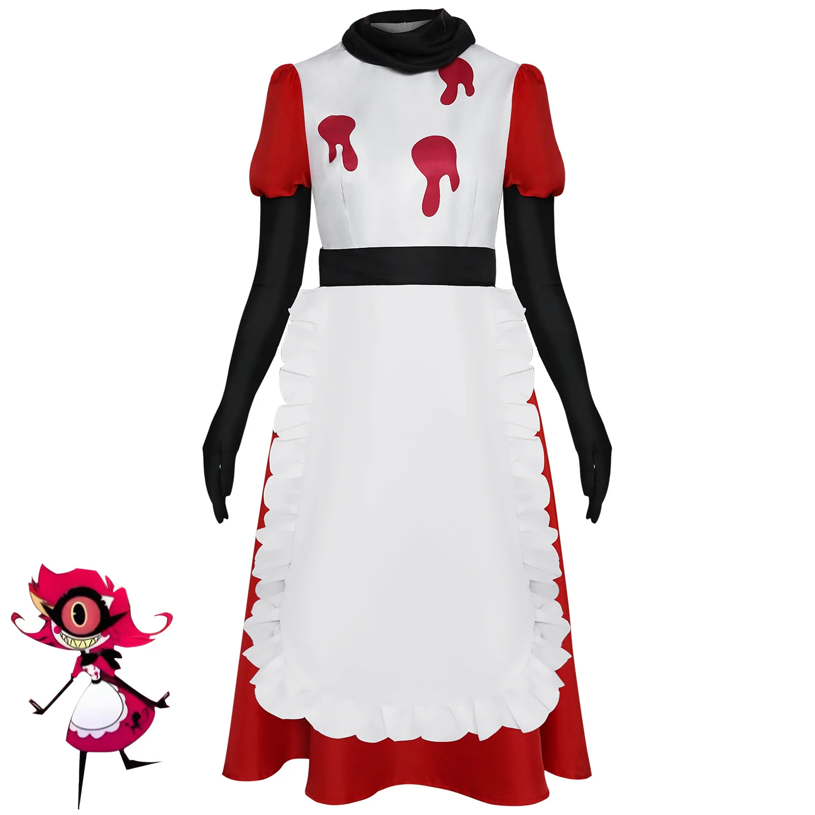 Anime Niffty Cosplay Costume Fancy Dress Outfits Halloween Carnival Party Women Men Maid Suit Skirt+apron+gloves+scarf prop