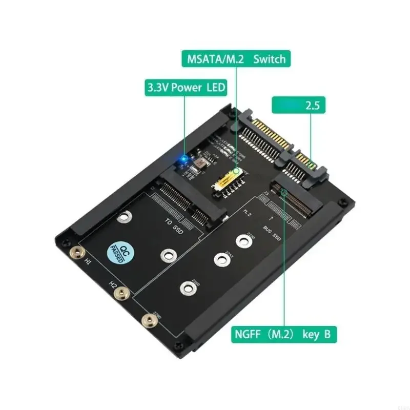 Scheda conversione da M.2 e MSATA a SATA3.0 con velocità elevata 6 Gbps e supporto base in metallo M.2 SATA3.0 mSATA