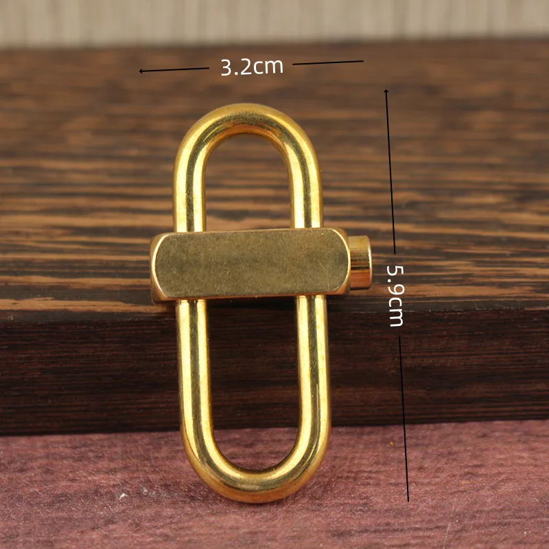 Square Lock Buckle Backpack Brass Craft Luban Keychain Pendant