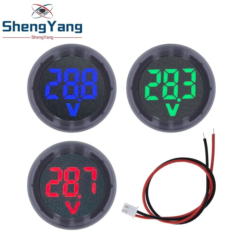 DC5-100V Digital Voltmeter LED Digital Display Circular Voltmeter Car Voltage Current Meter Volt Detector Tester Monitor Panel image 2