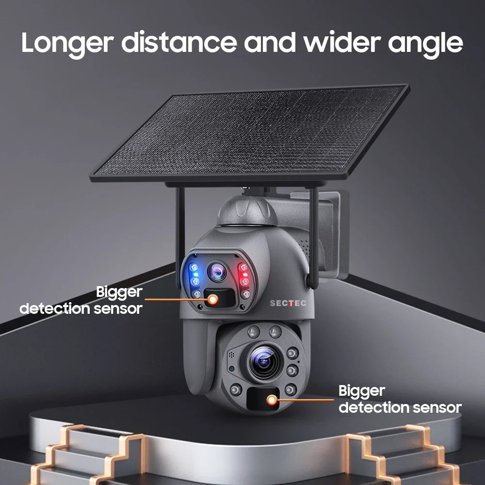 HD عدسة مزدوجة GSM 4G كاميرا تعمل بالطاقة الشمسية 36x التكبير حالة معدنية في الهواء الطلق Ip67 كاميرا تعمل بالطاقة الشمسية واسعة المزدوجة Pir مراقبة الأمن كاميرا تلفزيونات الدوائر المغلقة