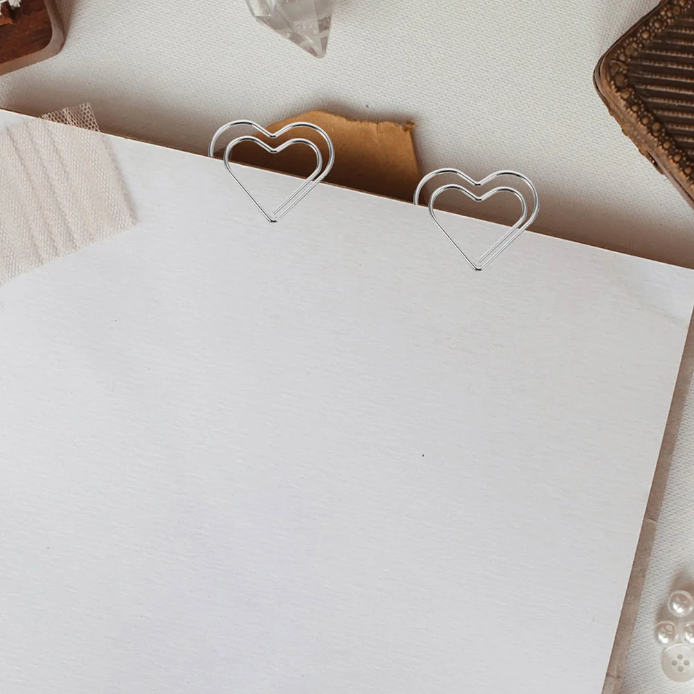 

50Pcs Heart Paper Clips Metal Document Clips for Bookmarking Notes Organizing Cute Small Office Paperclips Heart Paper Clip