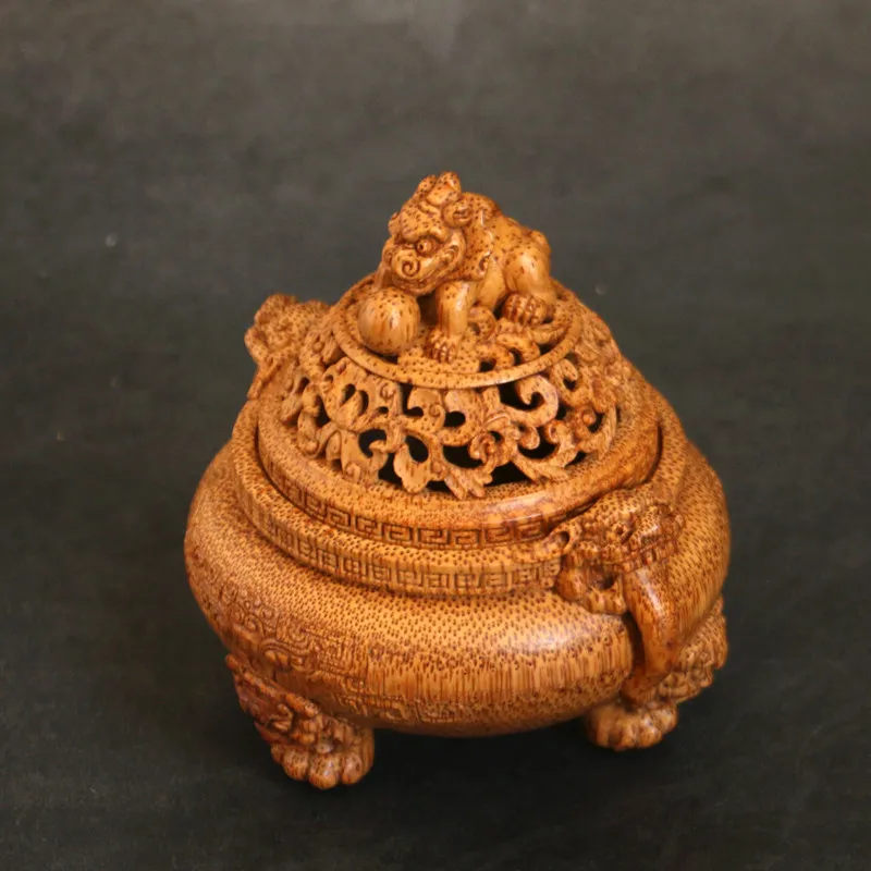 Purely hand-carved from decades-old bamboo roots and Pixiu integrated incense ceremony incense burner bamboo incense burner