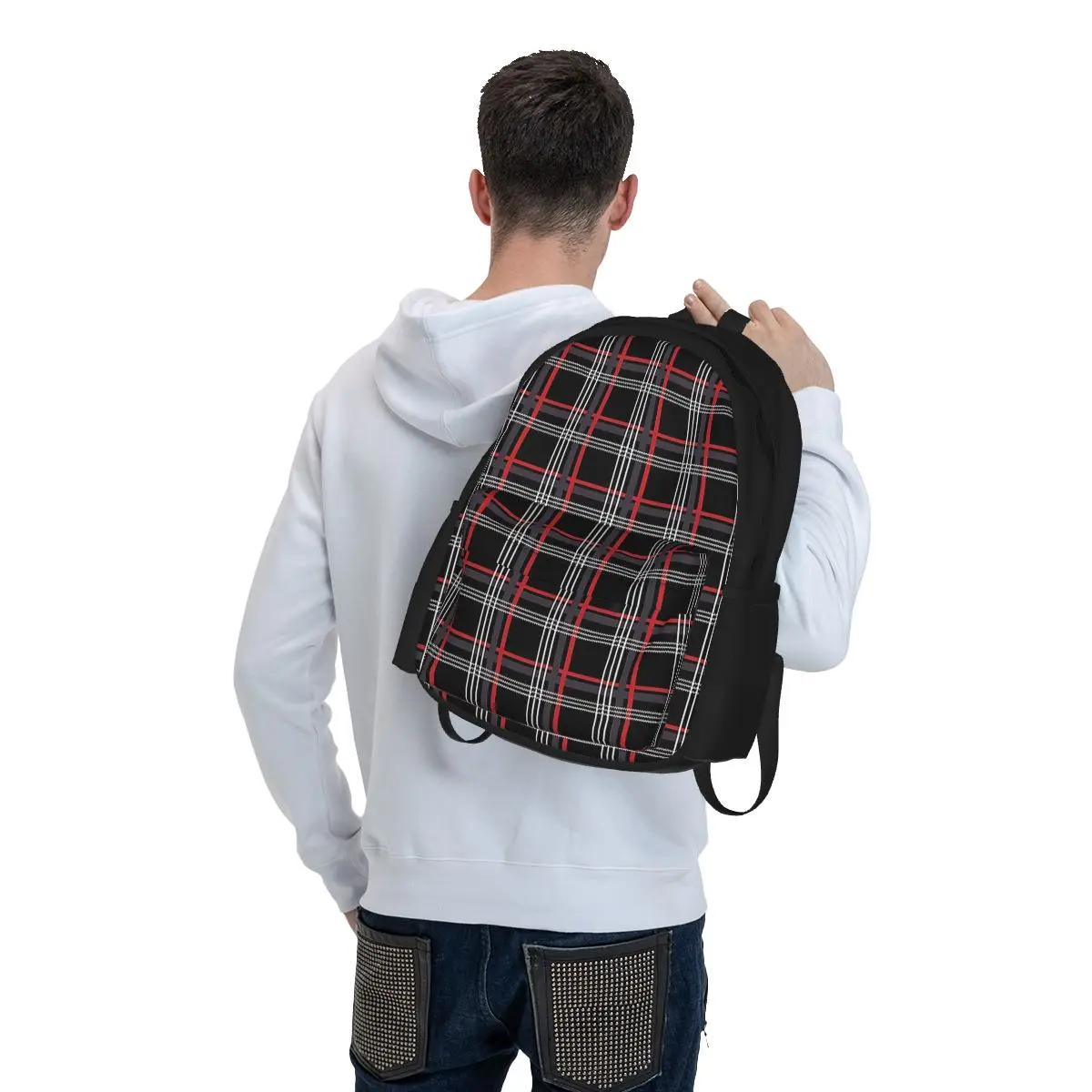 GTi Tartan Backpacks Boys Girls Bookbag Students School Bags Cartoon Kids Rucksack Travel Rucksack Shoulder Bag Large Capacity