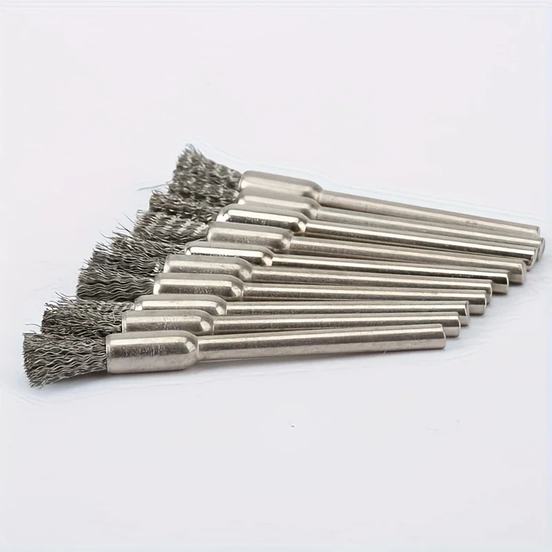 15pcs round Handle Stainless Steel Wire Brushes Set Rotating Cleaning Tools for Rust Removal Sanding - Set of 15