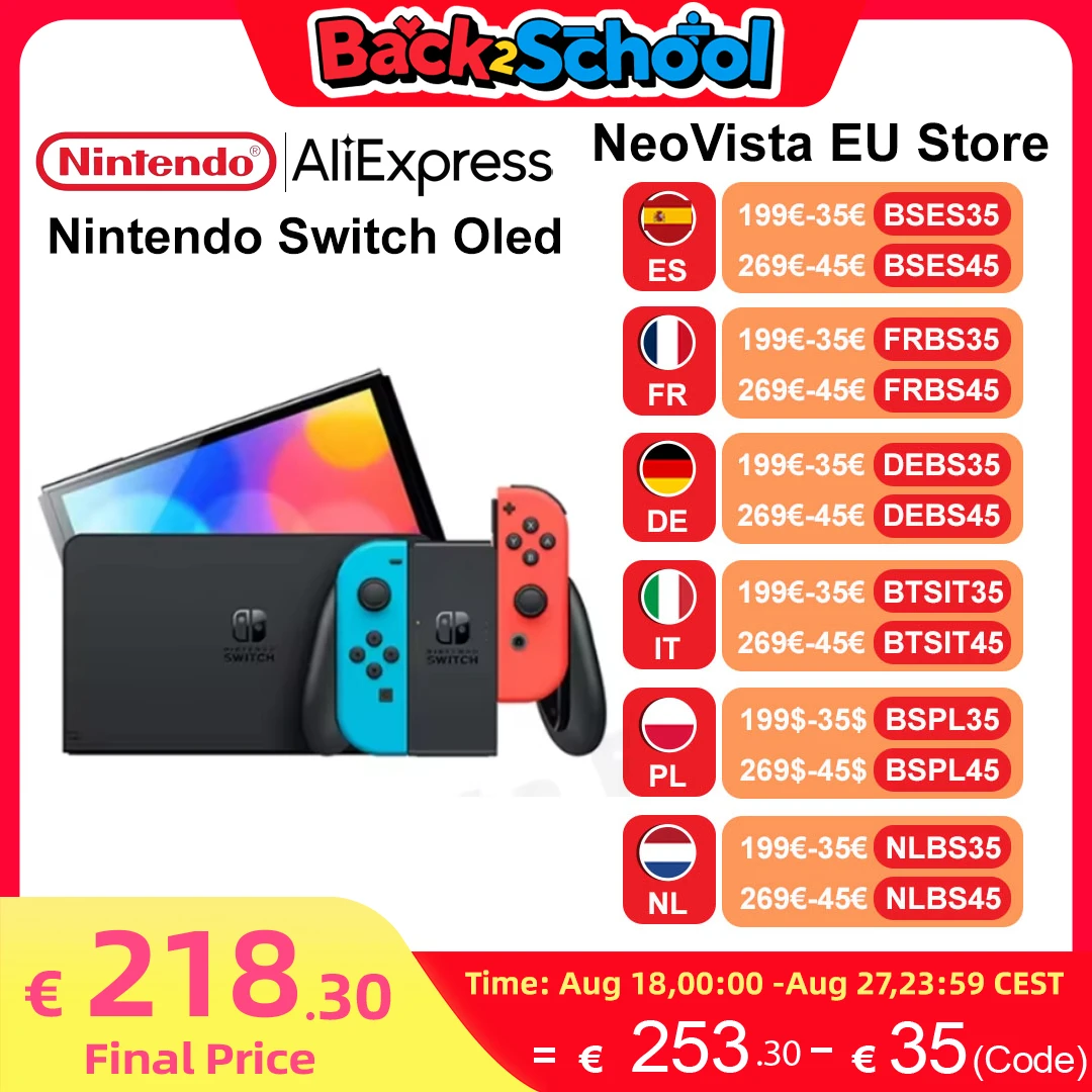 Console per videogiochi OLED Nintendo Switch con Joy Con Schermo OLED da 7 pollici TV da tavolo Modalità portatile 64 GB Set bianco e blu rosso