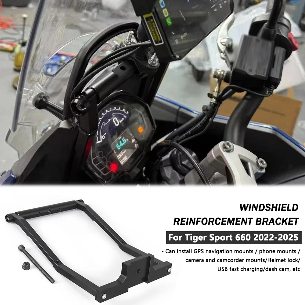 

Motorcycle New GPS Navigator Mount For Tiger Sport 660 2022 2023 2024 2025 Black Phone Holder