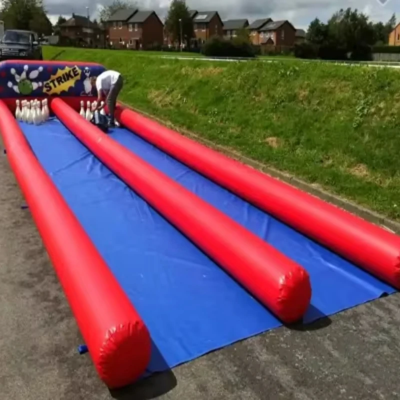 

Commercial Inflatable Double Track Percussion Bowling Inflatable Zobu Human Bowling Alley