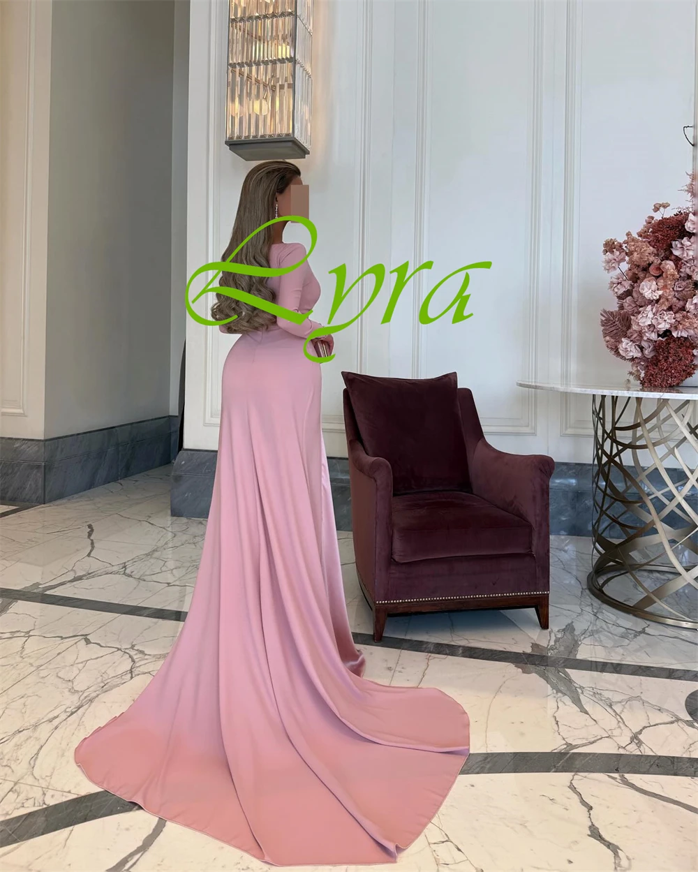 Customized Exquisite Square Collar Cap Sleeve Evening Dress High Quality Satin Long Sleeves Prom Dresses Delicate Party Gowns