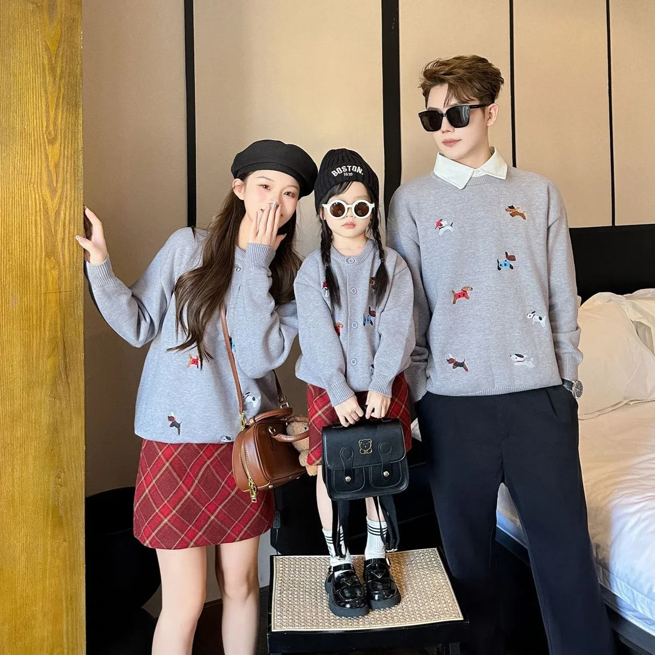 

Knitted Sweaters for the Whole Family Matching Clothes Baby Romper KidsMom Dad Daughter Son Matching Jumper Cardigan Clothes