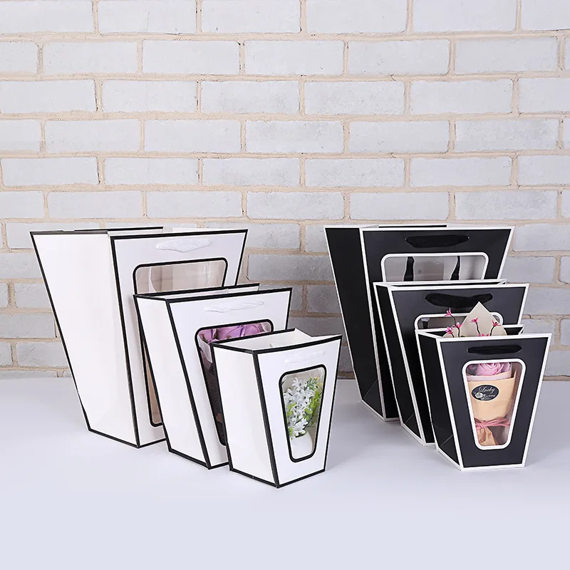 Marble Trapezoid Flower Packaging Paper Baggift Bags