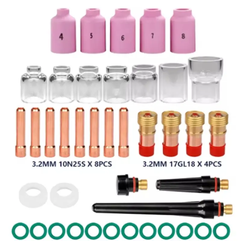 CYCLI-الشعلة فوهة حلقة غطاء عدسة الغاز 4-12 مللي متر TIG لحام 41 قطعة بيركس كأس زجاجي عدة ل WP17/18/26 ، 3.2 مللي متر #4