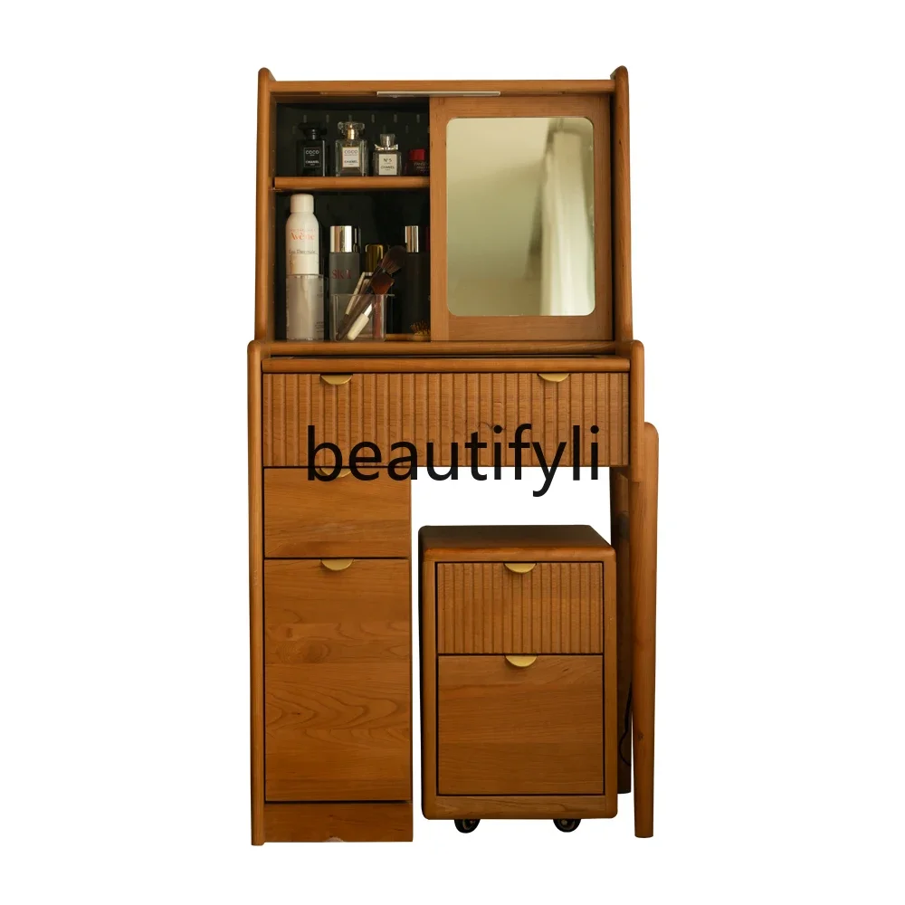Dresser Solid wood makeup table Cherry wood Japanese-style small apartment dressing table 60 bedroom pull