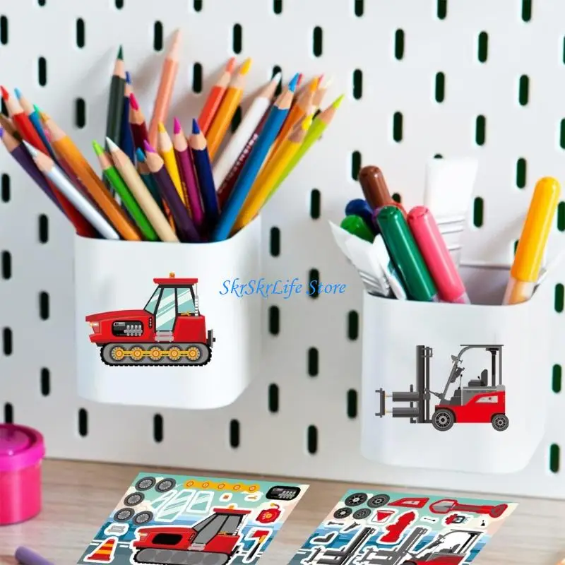 

E65E мультфильм грузовик наклейка для домашних животных инженерные транспортные средства наклейка для бутылки с водой пенал для