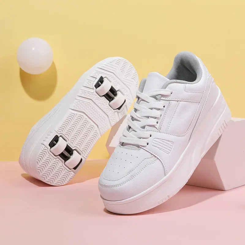 Sapatilhas de skate para crianças, tênis de skate para crianças, presente esportivo casual para meninos e meninas, tênis 4 rodas, moda primavera e
