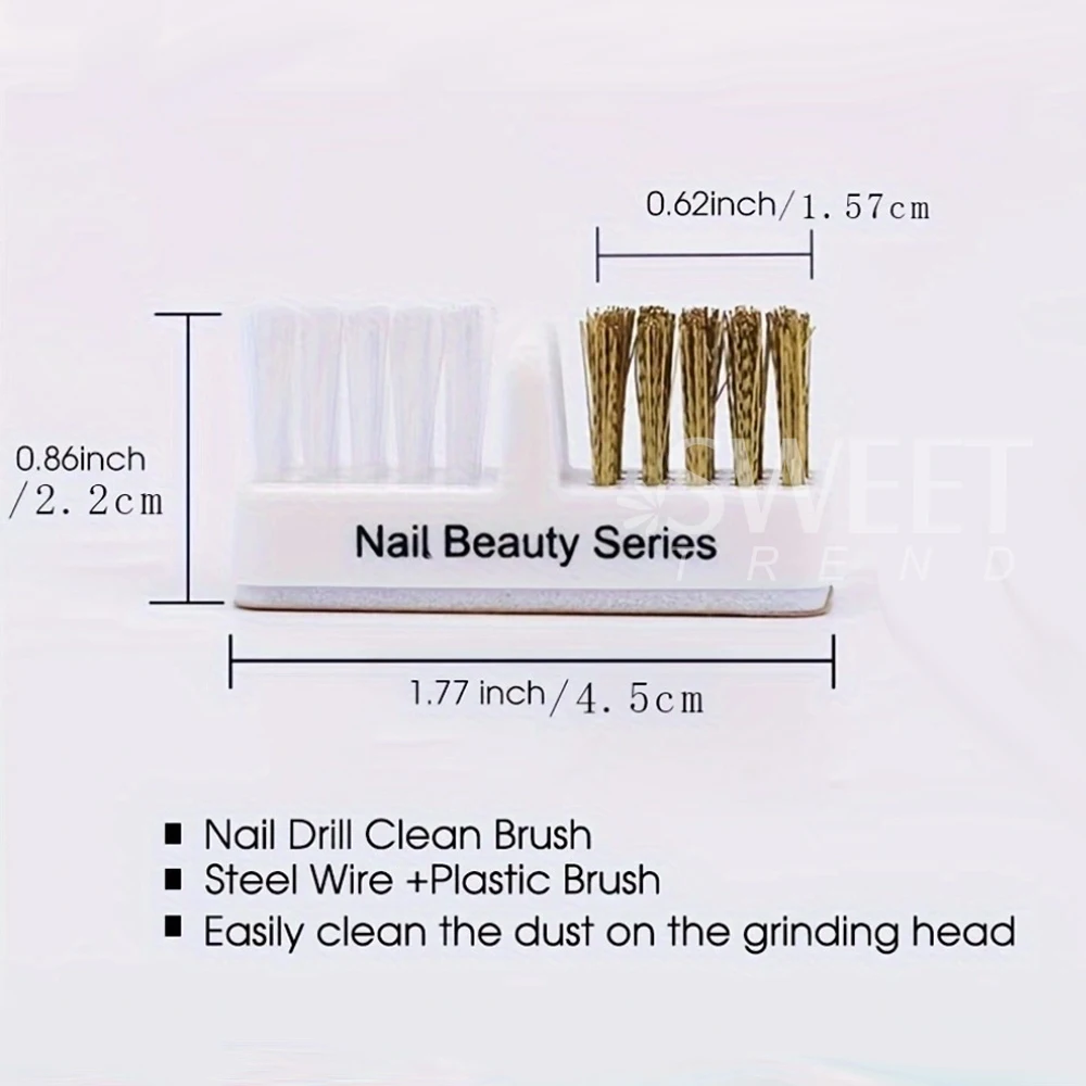 5 個電気爪研削ヘッドクリーニングブラシポータブルマニキュアドリルビットクレンザーデュアル銅線ネイルブラシクリーンツール