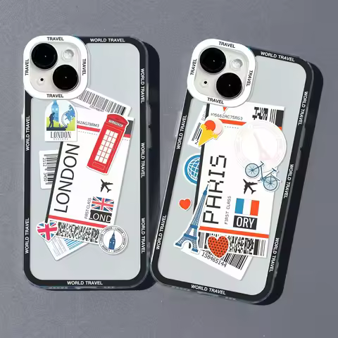 World City Travel Ticket Phone Case For Samsung Galaxy S10 S20 S21 S22 S23 S24 FE Plus Ultra Note 20 New York London Tokyo