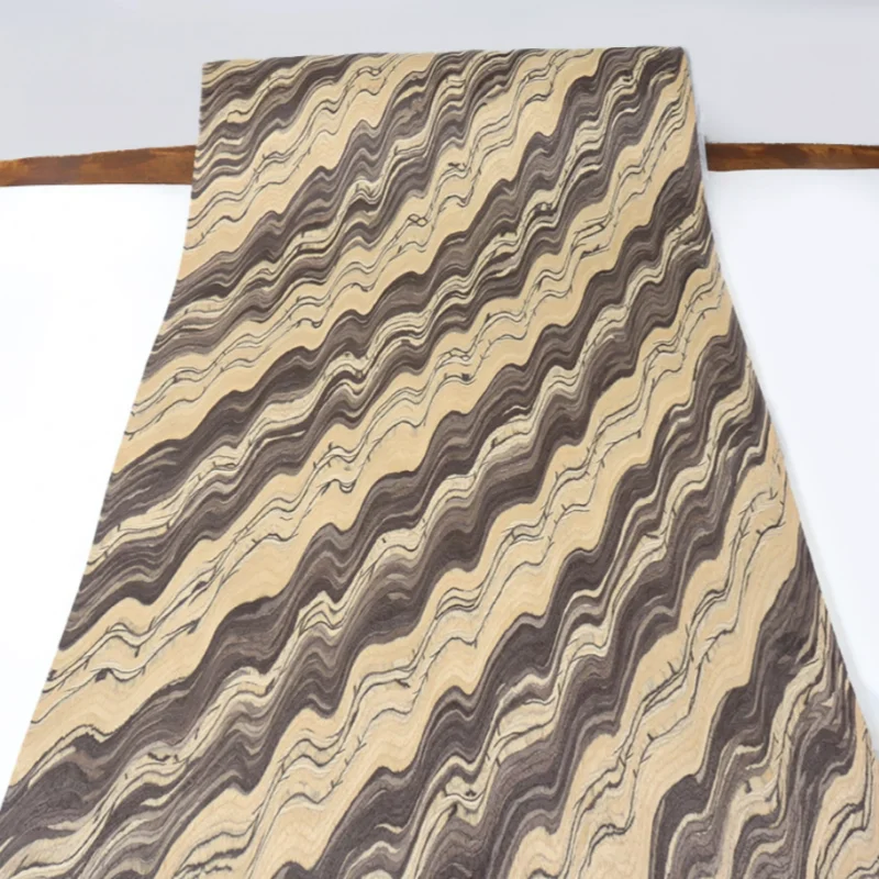 L:250*58cm Marble Wave Ink Painting Wood Veneer for Artistic Feature Wall Interior Design Furniture Cabinet Decor Panels Veneer