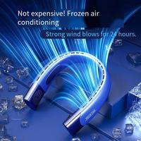 Hanging Neck Fan 6000mAh Portable Bladeless USB Rechargeable Mute LED Digital Display Electric For Summer Air Cooler