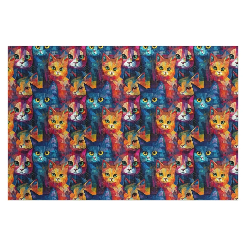 Cubist cats Cubism Gift idea Art Lover Cats Cat Lover Jigsaw Puzzle Custom Child Gift Animal Personalised Name Puzzle