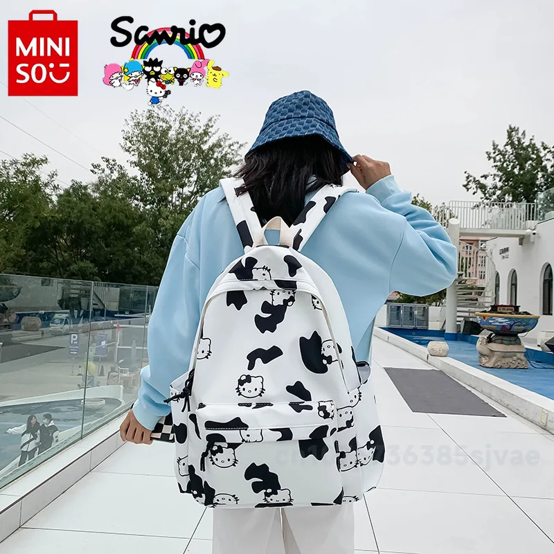 Miniso 2024 Nieuwe Damesrugzak Mode Hoge Kwaliteit Nylon Reisrugzak Cartoon Casual Grote Capaciteit Studentenrugzak