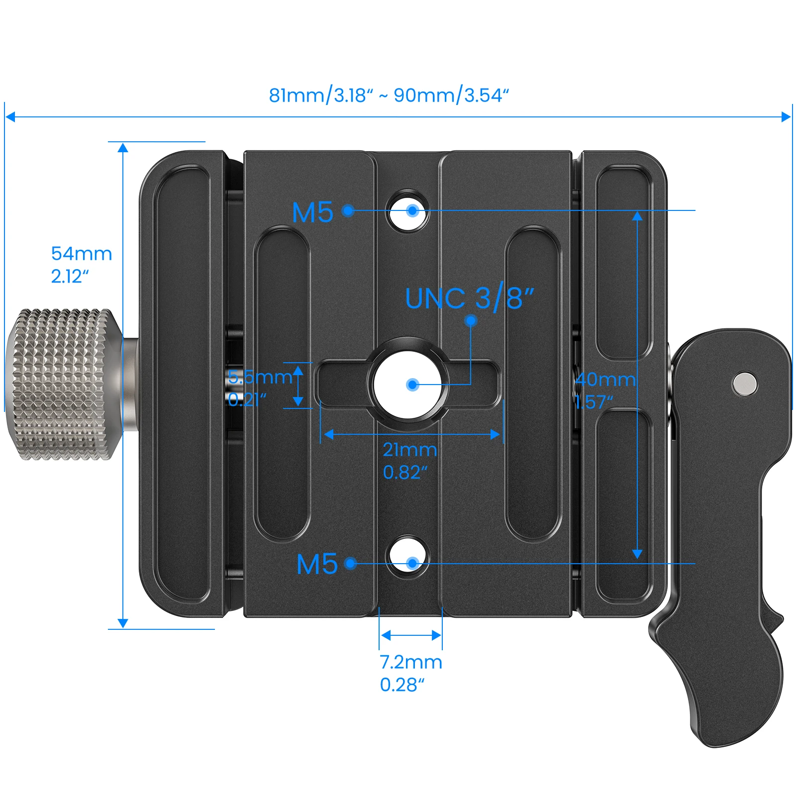 WEYLLAN AL60 Zacisk szybkiego zwalniania Arca Swiss Adapter zacisku do statywu Bipod Arca Swiss QR Plate Stabilizacja strzelania Akcesoria — zdjęcie produktu 4