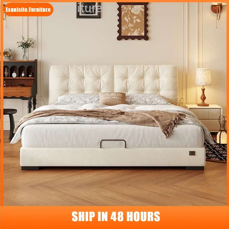 

Beige Princess Double Bed Frame Organizer Europen Modern Luxury Double Bed Headboards Platform Camas De Casal Bedroom Furniture