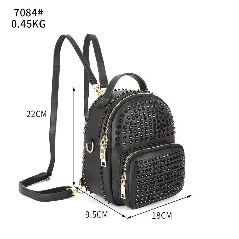 Women Gothic Punk Spicy Y2k Girl Retro Vintage rivet hardware Bag Large Letter PU leather Shoulders Baghere Backpack