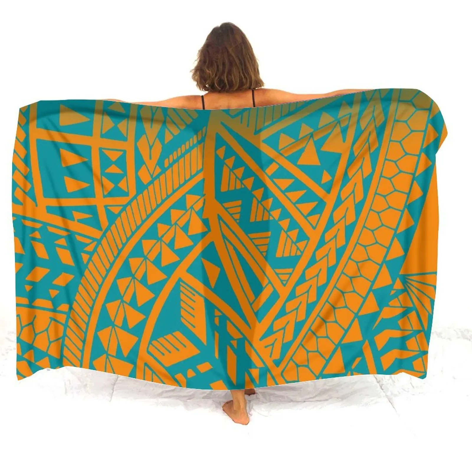 

Polynesian Custom Sunrise Sarong Women Tropical Floral Shawl Skirt Lightweight Beach Resort Chic