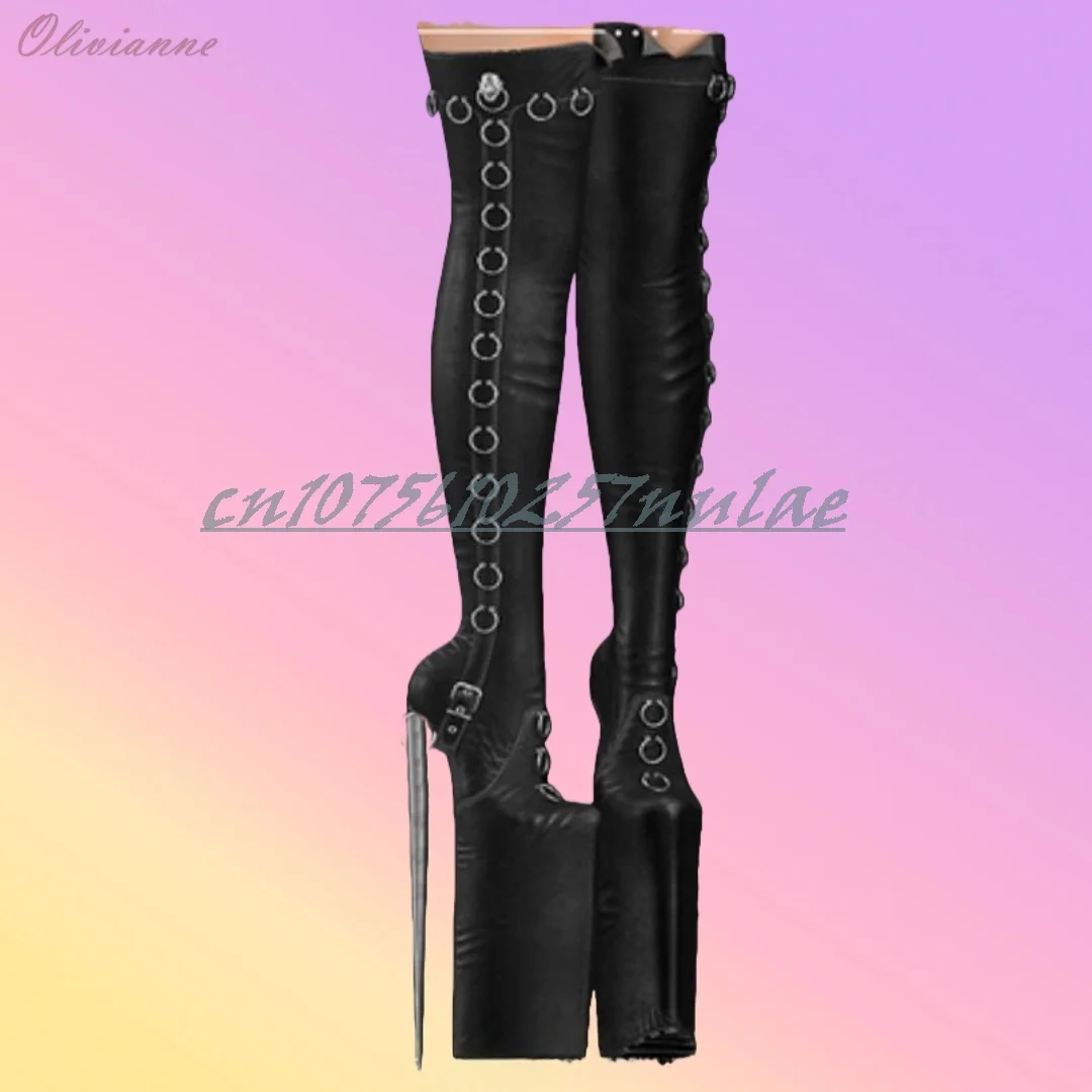 

Metal Round Rings Decor Extreme Over the Knee Boots Platform Cospaly Stage Sexy Fashion 2025 Hot Girl Women Shoes Para Mujere