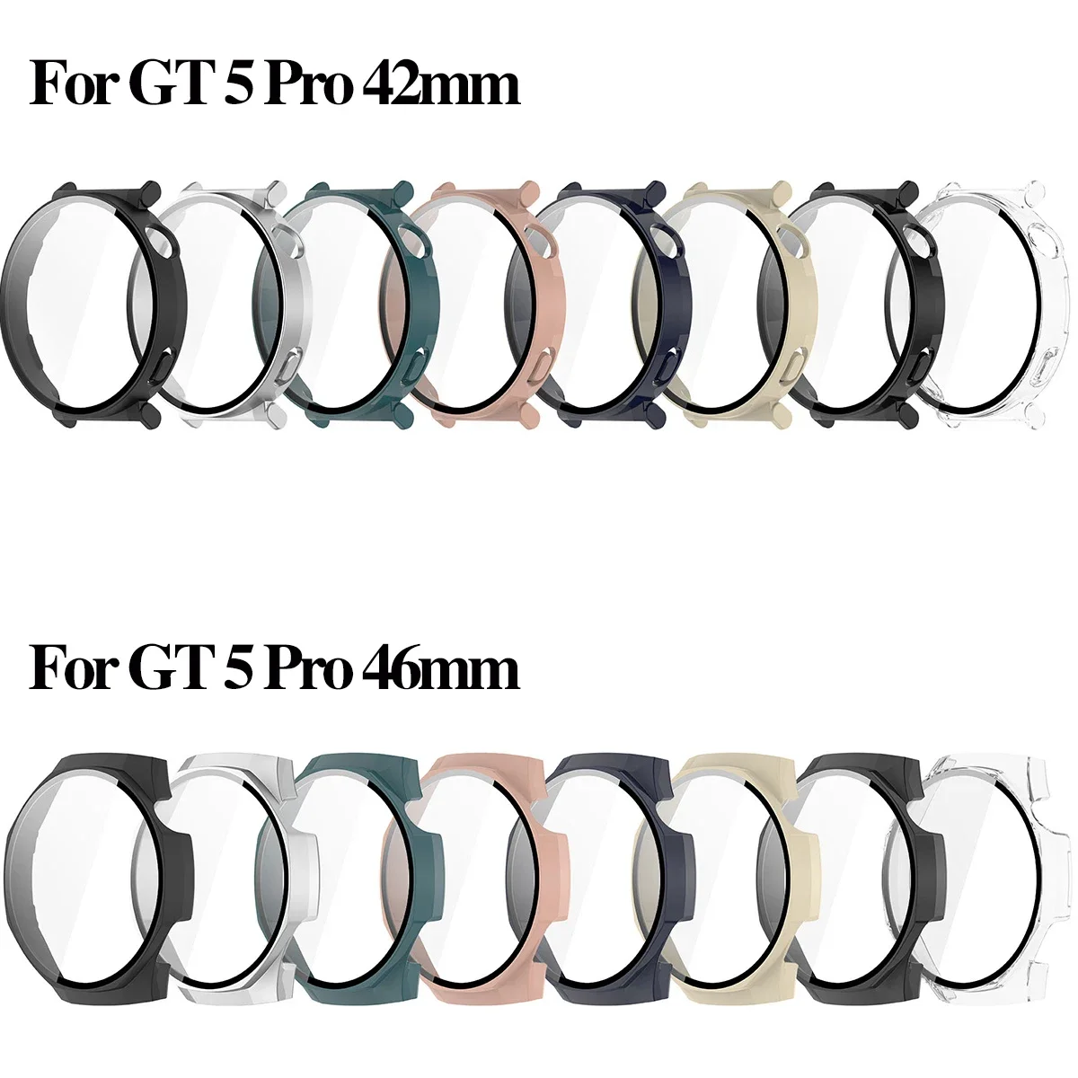 PC Case + Glas Voor Huawei Horloge GT 5 Pro 42 MM 46 MM GT5 Pro Anti-kras Harde Screen Protector Gehard Glas Beschermhoes