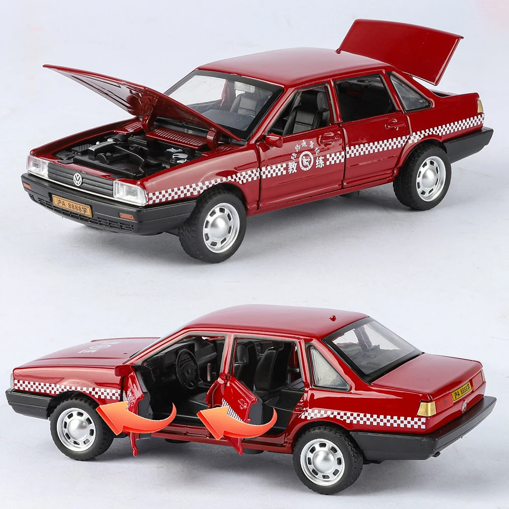 نموذج سيارة سانتانا بمقياس 1:32، لعبة سيارة معدنية بهيكل بلاستيكي، نماذج سيارات شرطة عالية المحاكاة بأبواب قابلة للفتح، هدايا للأولاد