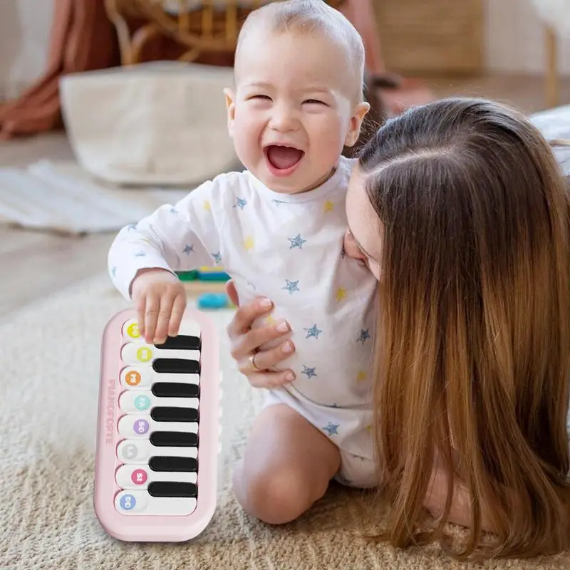 Klaviertastatur für Kinder, Musik-Tastatur im Taschenformat, Spielzeug, pädagogisches elektrisches Klavier, interaktives Musik-Tastatur-Spielzeug mit Licht