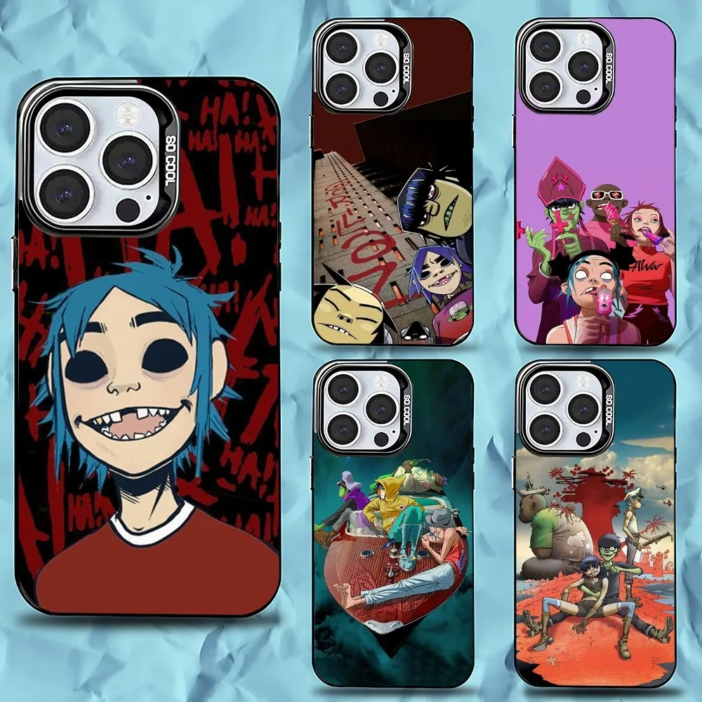 

G-Gorillaz Rock Band Cartoon Phone Case For iPhone 16,15,14,13,12,11,Pro,Max,Plus,Mini,XS,SE Anti Fall Black Matte Hard Bumper