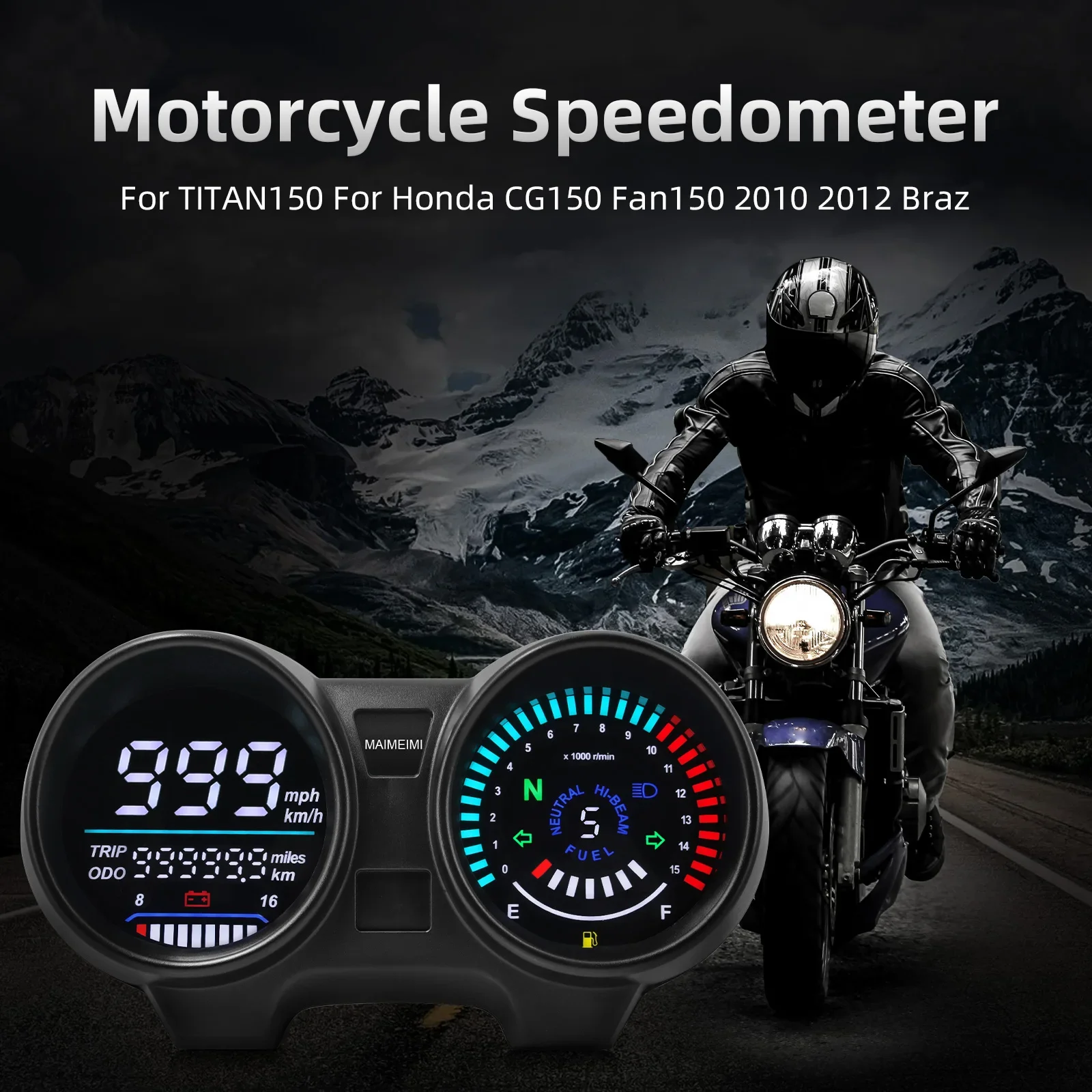 Motorcycle SpeedometerLED Tachometer Dashboard Instrument Panel Meter LCD Display Speed Gauge for Brazil Titan Fan150 2010 2012